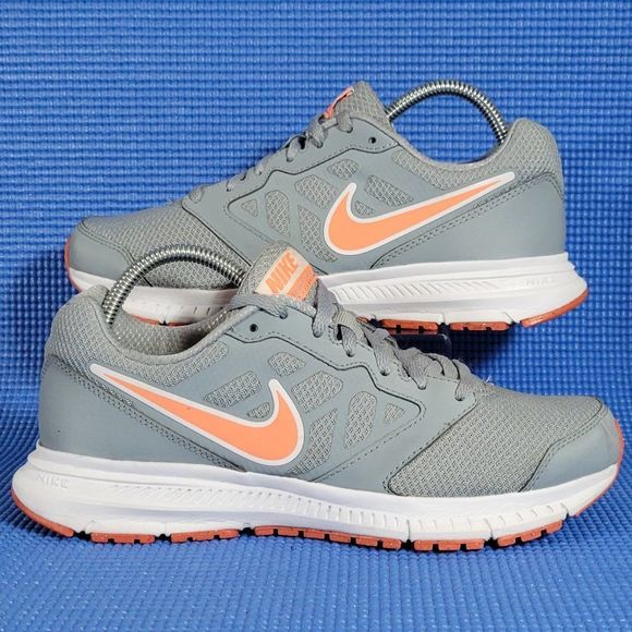 Nike Downshifter 6 Grey/Orange/White Athletic Shoes - Size 8 - 684765-004 - Picture 1 of 8